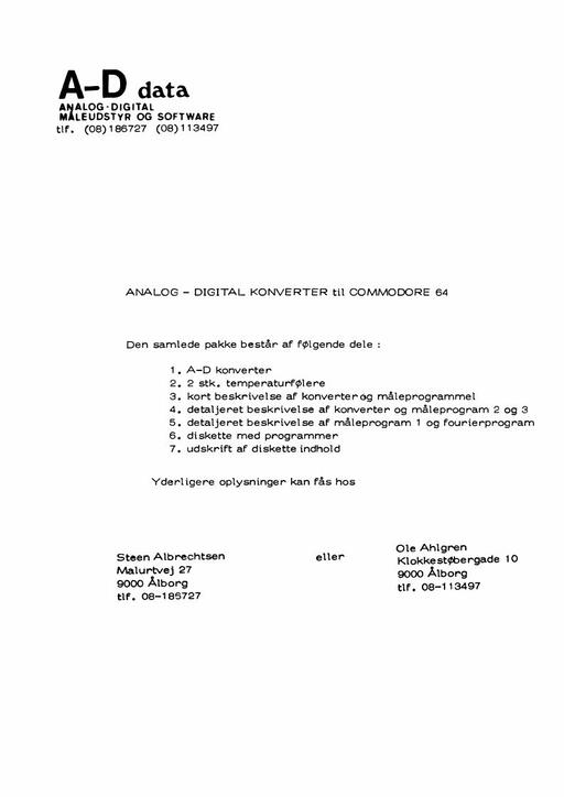 Analog Digital konverter til Commodore 64