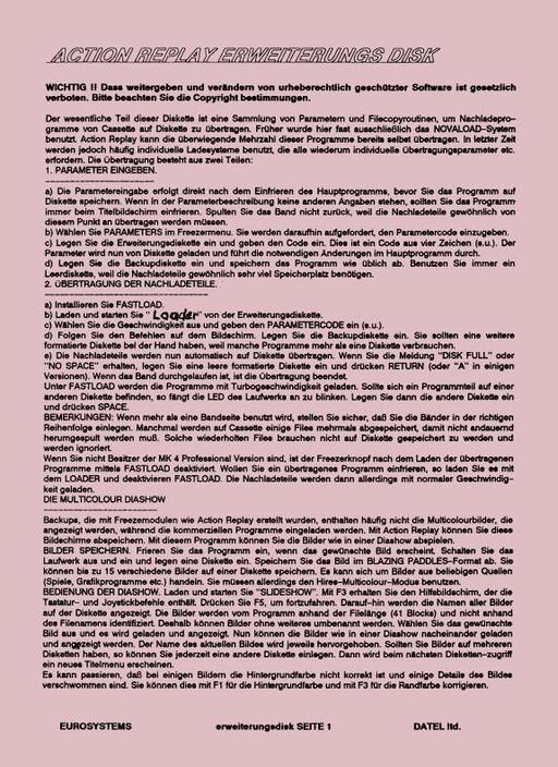 Action Replay 6 Erweiterungs Disk