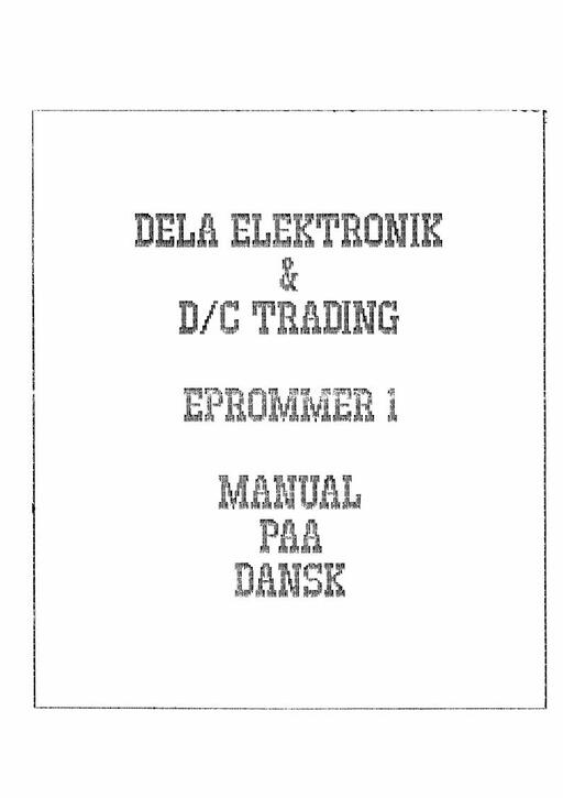 Dela Elektronik & D/C Trading Eprommer 1 Manual paa Dansk
