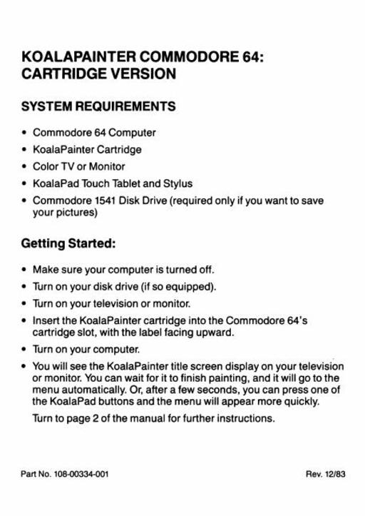 KoalaPainter System Requirements For C64