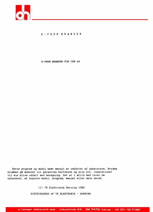 Eprom Brænder for CBM 64