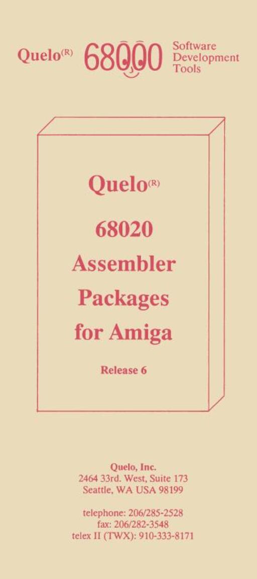 68020 Assembler Packages for Amiga Release 6